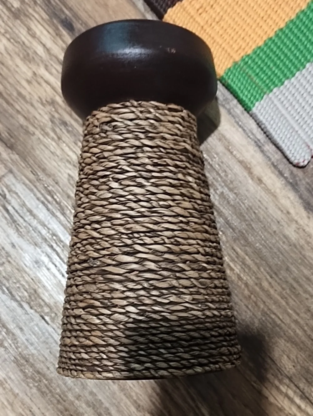 Target Brown and Natural Twine Wrapped Candle Holder VGC. Heavy.
